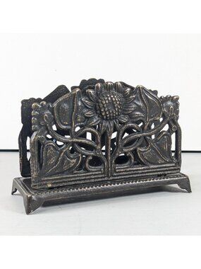 Vintage metal letter rack, desk tidy phone stand, napkin holder